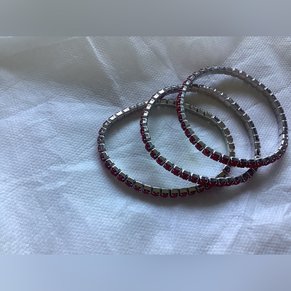 SWAROVSKI Vintage Crystal Lightning Stretch Bracelet Set of 3. Light Siam - Picture 2 of 4